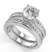 Alexandria Channel Set 4 Prong Round Cut Diamond Engagement Ring - Nivetta